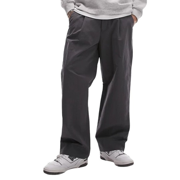 Topman Limited Wide Leg Paper Bag Trousers in Charcoal, Size 32X32​​​​ - Picture 1 of 2